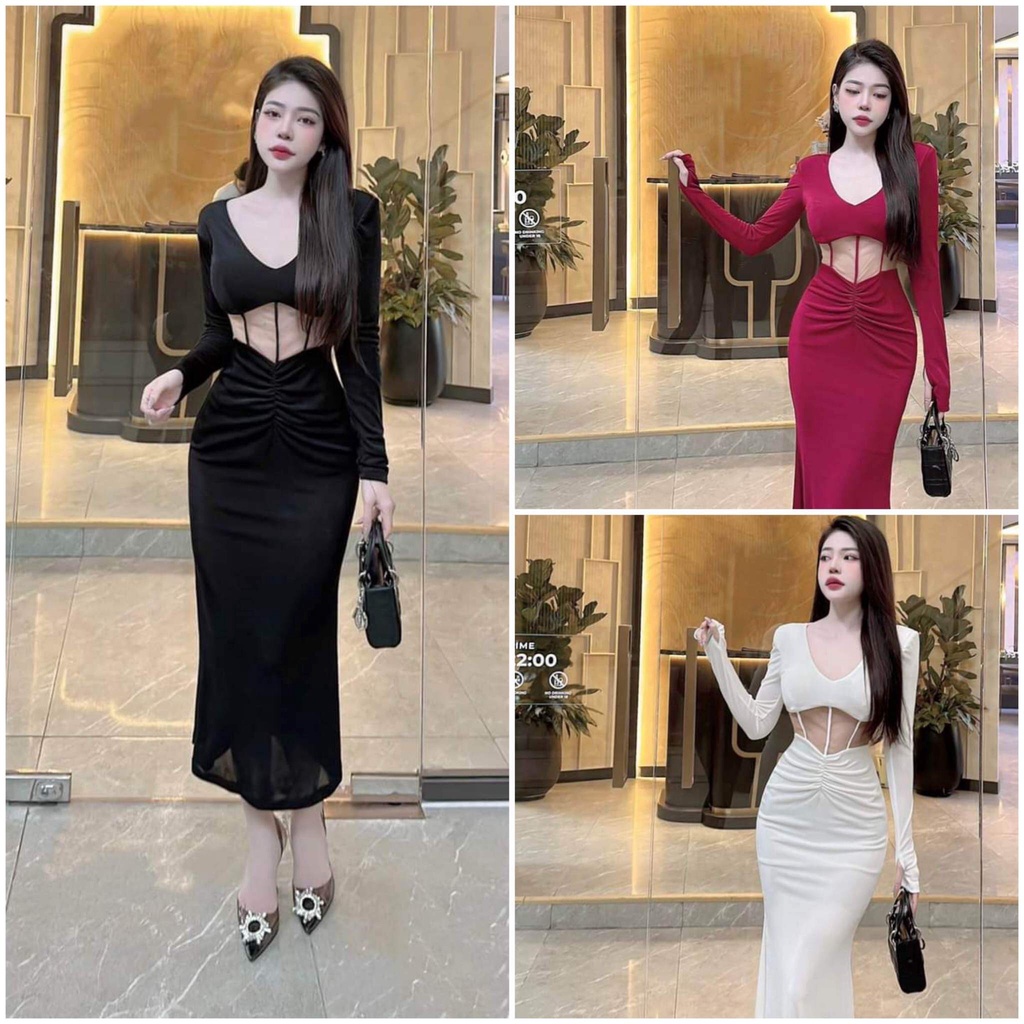 [BIGSIZE] ĐẦM BODY DÁNG DÀI CUT EO QUYẾN RŨ (ảnh thật cuối bài)
