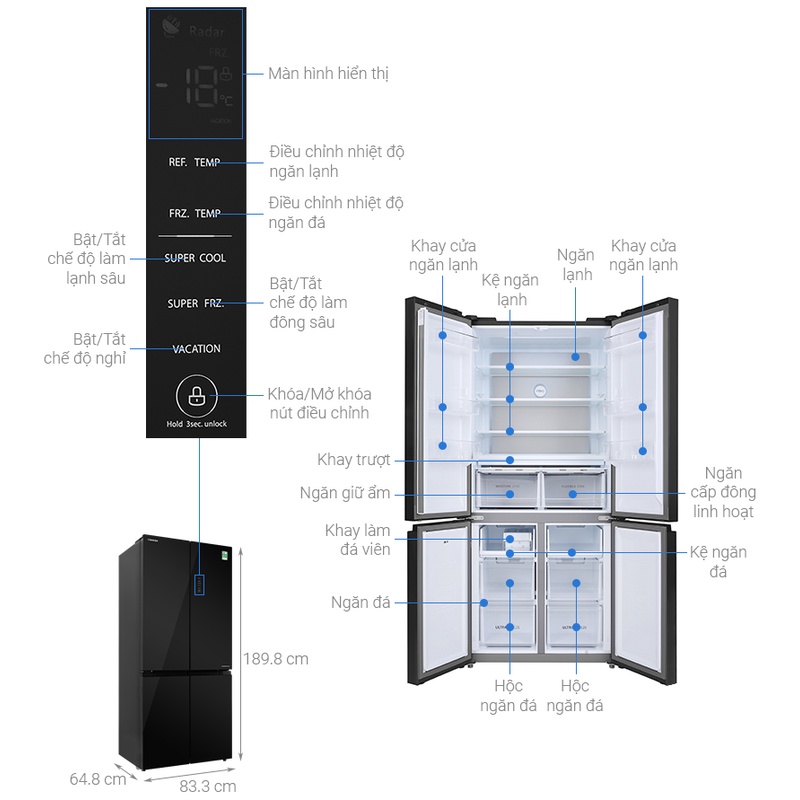 Tủ lạnh Toshiba Inverter 511 lít GR-RF610WE-PGV-XK 2020