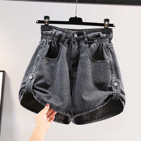 Thương Hiệu Giảm Giá Nhãn Hiệu Quầy Bar withdrawal Quầy Thương Mại Quần Short Denim Eo Cao Co Giãn Hình Hoa Bud Rộng