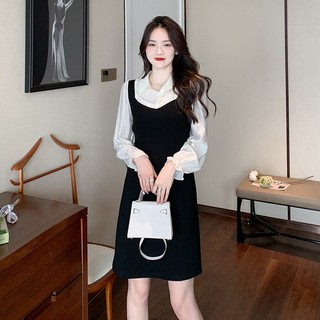 (50 -90 KG) ĐẦM ĐEN PHỐI TAY TRẮNG BASIC, GAM MÀU DỄ MẶC TÔN DÁNG, CHE KHUYẾT ĐIỂM TỐT