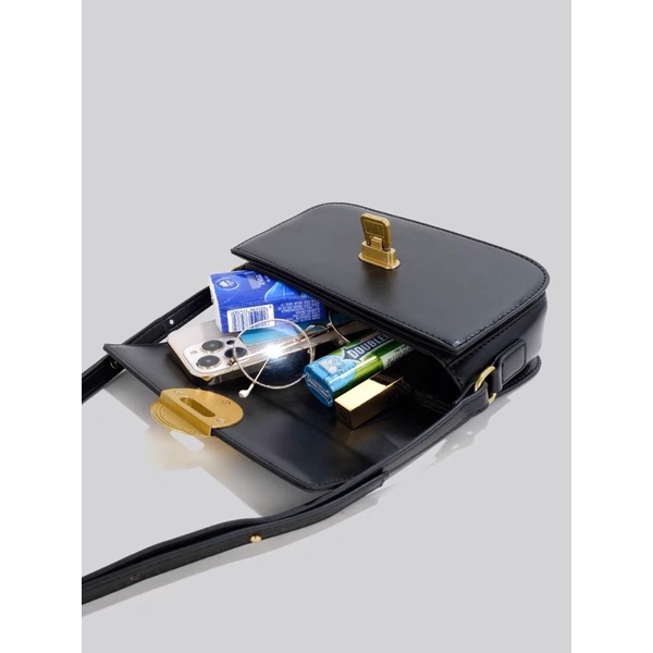 Túi xách nữ đeo chéo, kẹp nách thời trang khoá tròn gập chất liệu da PU