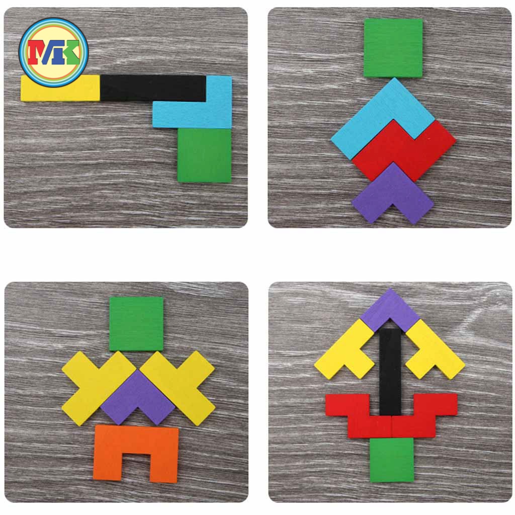 Bảng Xếp Hình Gỗ - Bảng Xếp Gạch Montessori - Bảng ghép hình gỗ trí tuệ thông minh cho bé