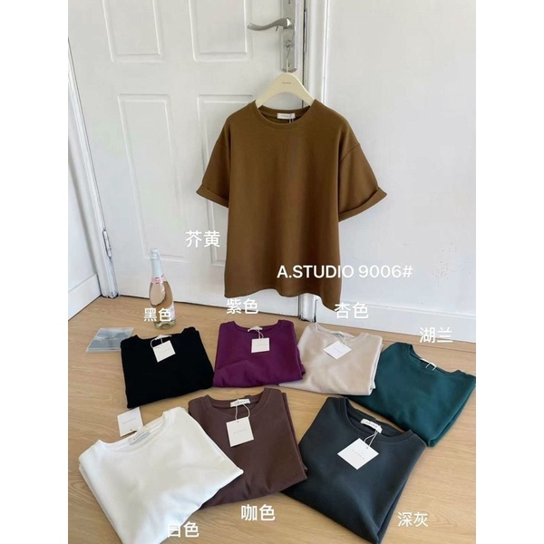 ÁO PULL TĂM CỔ TRÒN GẤP GẤU TAY FORM OVERSIZE A.STUDIO.