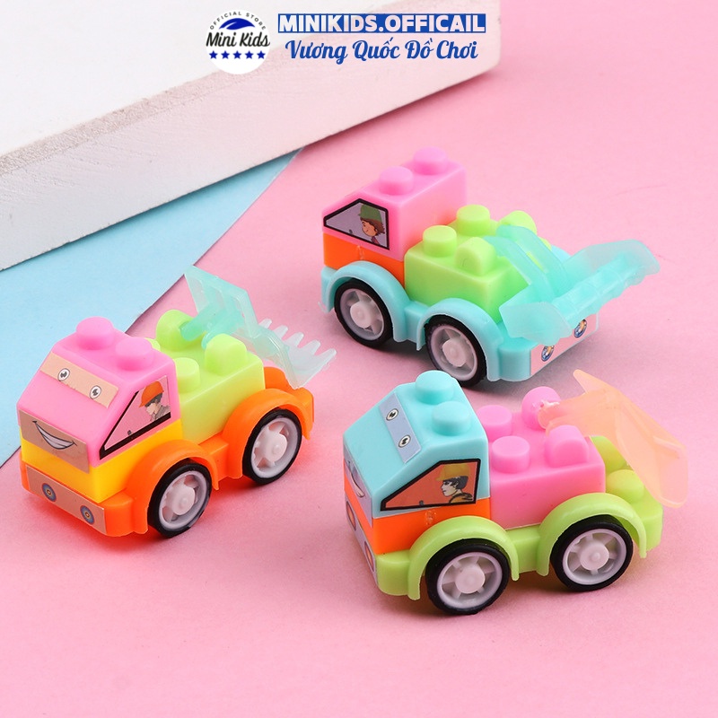 Ô tô mini tự lắp ghép, lego láp ráp mô hình oto công trình đáng yêu dành cho bé - Đồ chơi MiniKids