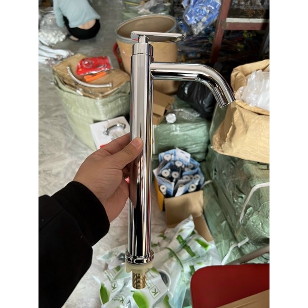 Vòi lavabo lạnh cao 30cm inox cao cấp (giá sỉ)