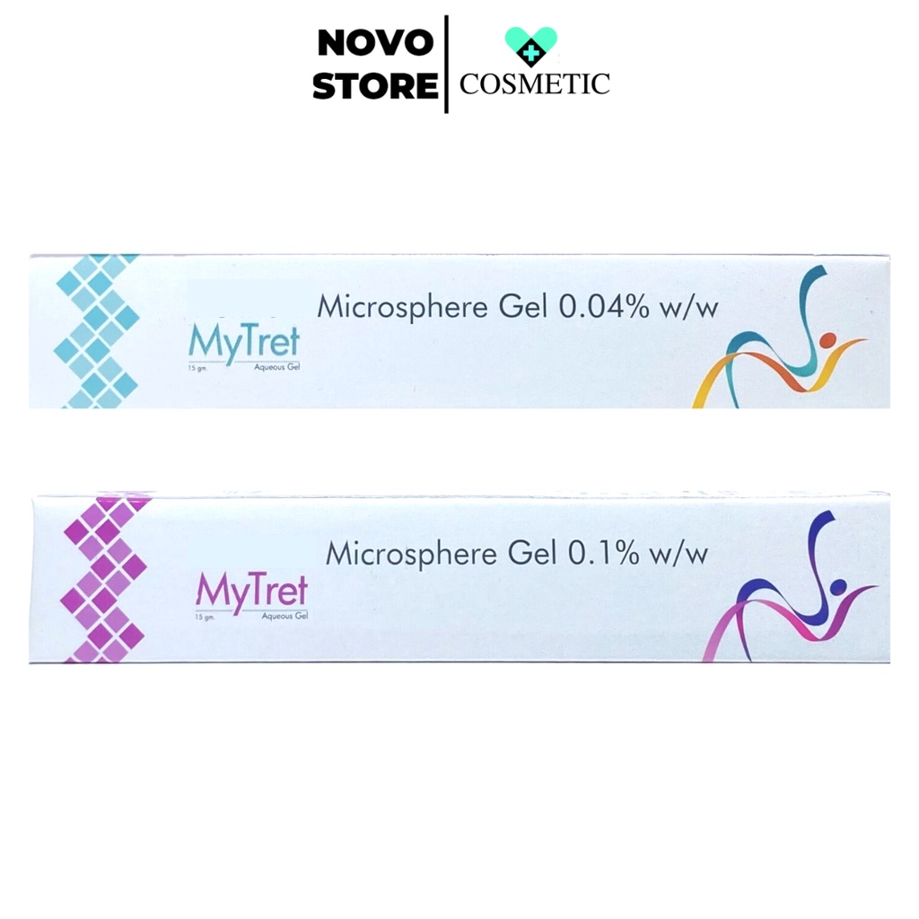 Mytret Microsphere gel 0.1% 0.04% tube 15g giảm mụn ngăn ngừa lão hóa date 6/2024