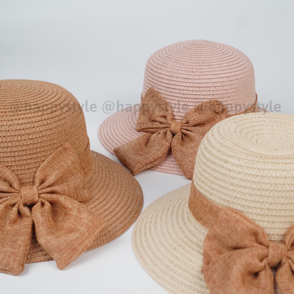 Mũ nón cói phối nơ vành rộng chống nắng thời trang hàn quốc đi biển mùa hè cực xinh NC14 - Happy Style