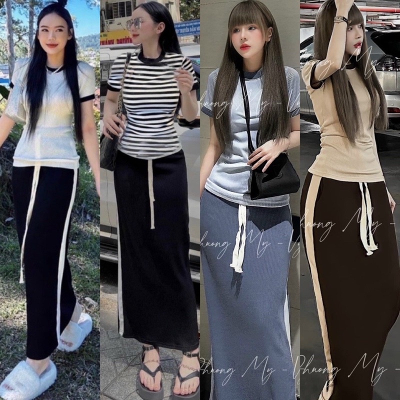 SET ÁO THUN KÈM CHÂN VÁY MIDI