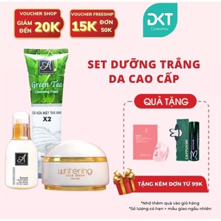 Set sữa rửa mặt trà xanh Green Tea, kem dưỡng trắng da mặt Acosmetics và serum dưỡng ẩm, se khít lỗ chân lông hiệu quả