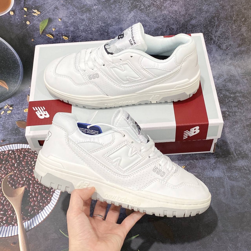 Giày Sneaker cổ thấp Phối màu White Grey - Trắng Xám - NB550 NB trắng full