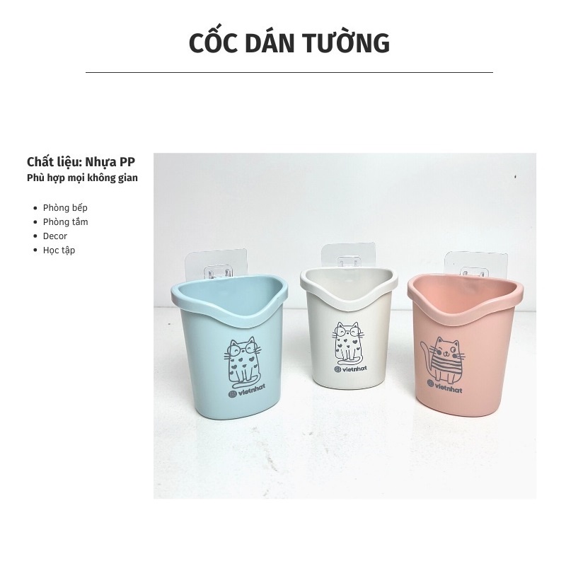 Cốc Dán Tường - Taky, Để Bàn Chải, Kem Đánh Răng Tiện Dụng Trong Nhà Tắm, Luôn Khô Ráo, Gọn Gàng, Sạch Sẽ. 4062