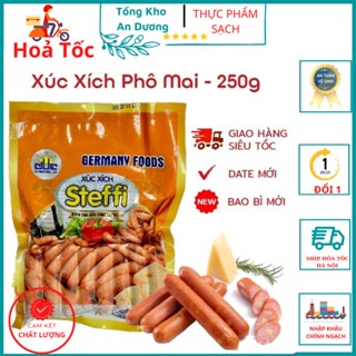 Xúc Xích Phô Mai Steffi Công Nghệ Đức Gói 250g, 15 Cái Thơm Ngon Béo Ngậy Vệ Sinh AN Toàn Thực Phẩm [Ship Hỏa Tốc 1h]