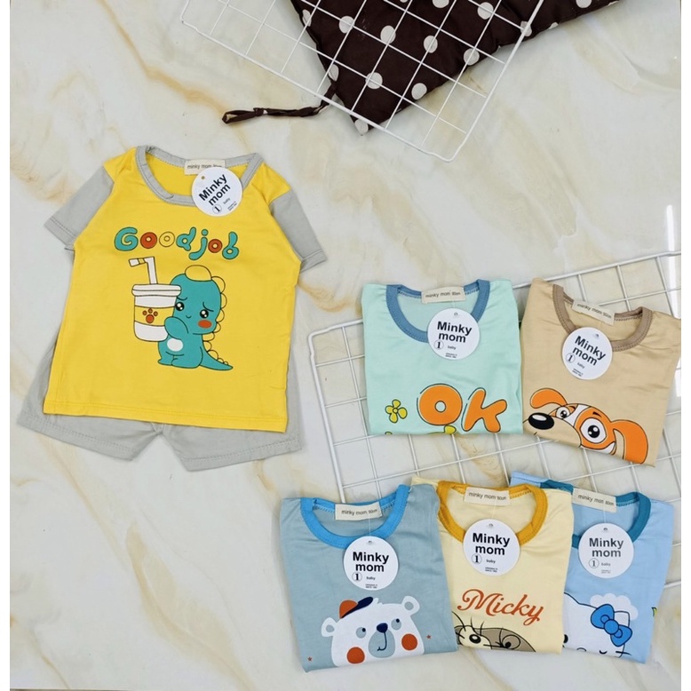 Bộ Cộc Tay Bé Trai, Bộ Thun Lạnh Minkymom Mịn Mát Cho Bé Trai Bé Gái Từ 8 - 18kg