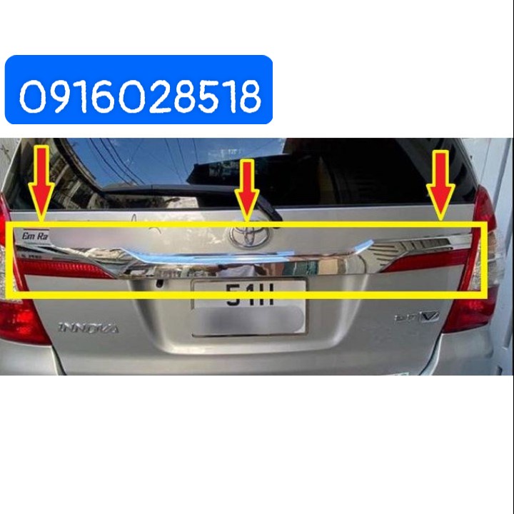 Thanh đít cốp Toyota innova 2014 2015 2016 Ốp tay mở cốp xe mạ crom tay cop inova