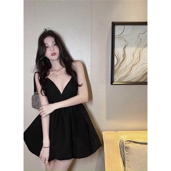 Đầm Xoè Hai Dây Dáng Bí Hở Lưng Kèm Ảnh Thật CC0050