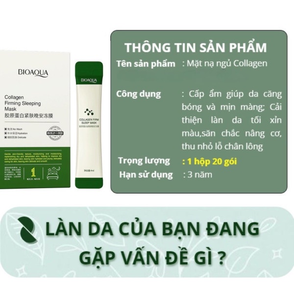 1 gói - Mặt nạ ngủ collagen căng bóng da , nâng cơ , se khít lỗ chân lông