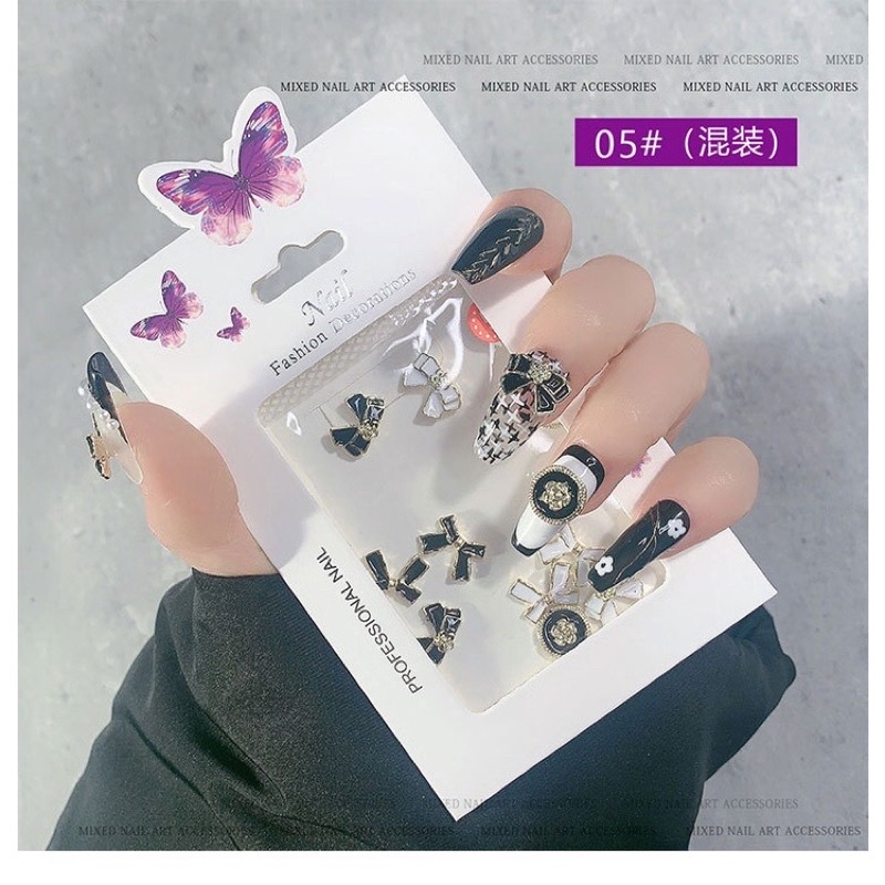 Set Charm Nơ Mix Đen Trắng Cao Cấp🎀🎀🎀