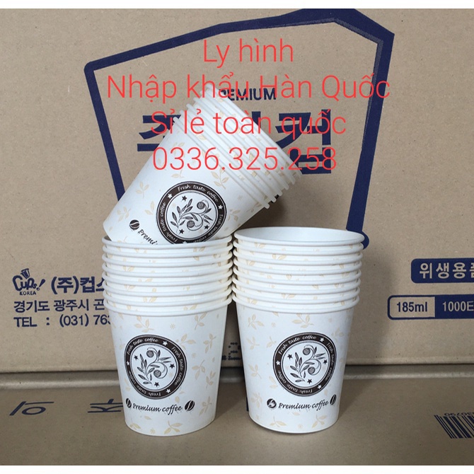 1000 cốc ly giấy NHẬP KHẨU HÀN QUỐC dùng một lần 6.5oz-185ml)(1000cái/1thùng)chuyên dùng khách sạn, bệnh viện, hoạt động