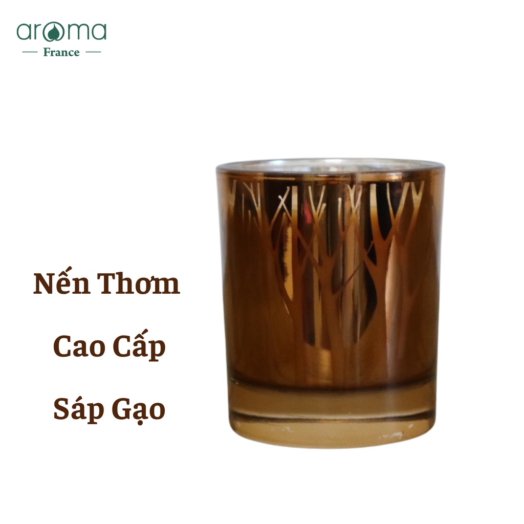 Nến thơm Aroma Gilded Glass Jar Candle Hương tinh dầu hoa mộc lan, nhũ hương 500Gr