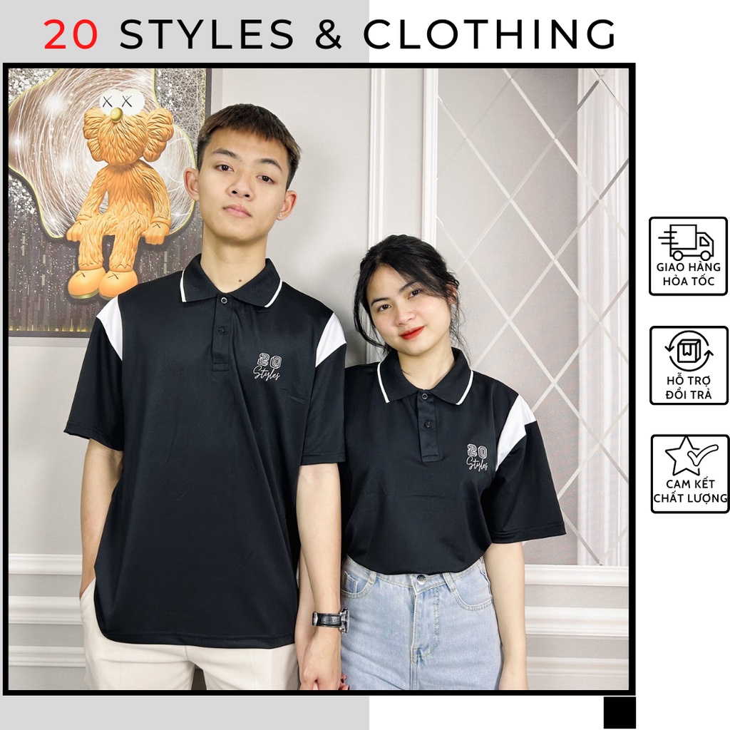 Áo Polo Unisex Nam Nữ Vải Cotton Cao cấp Thêu Chữ 20Styles APL01