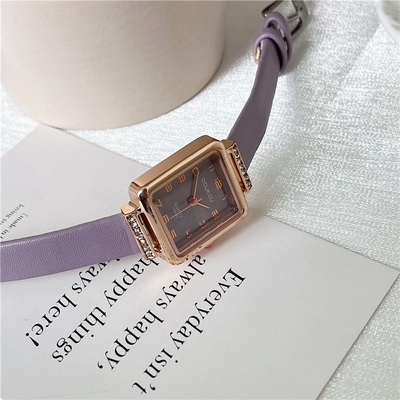 Hương Thơm Đồng Hồ Đeo Tay Nhỏ Màu Tím Hoa Trà Niche Khối Lập Phương Đường ins High School Mori Series Siêu Tinh Tế