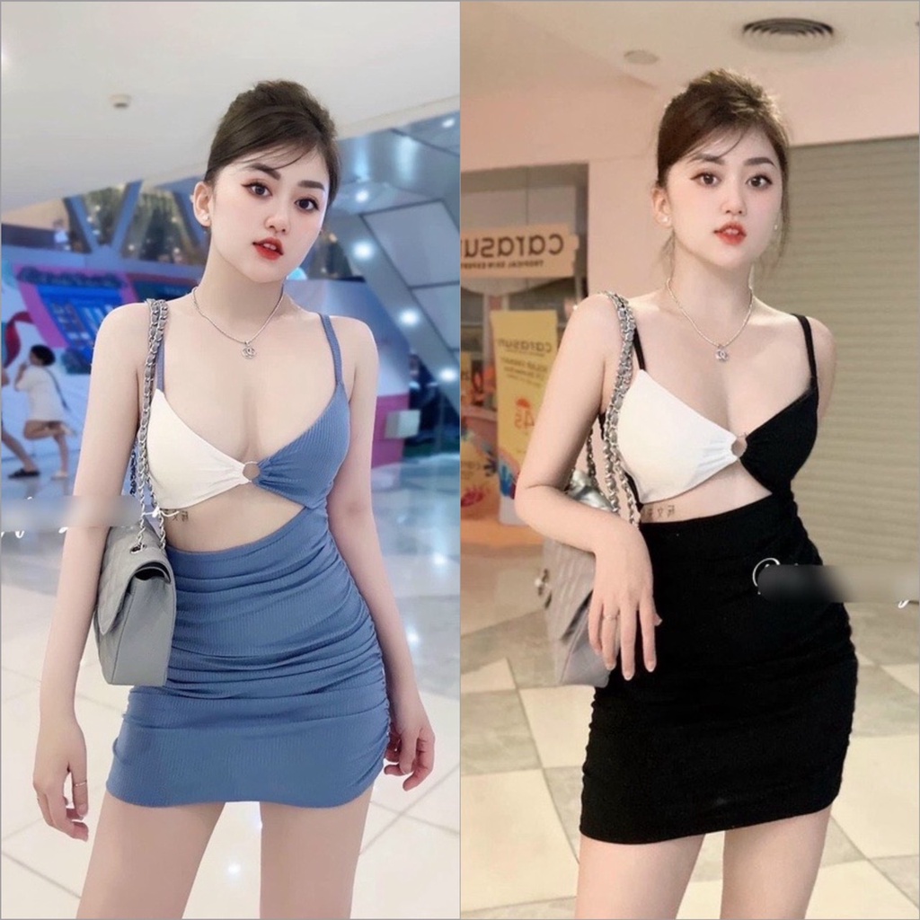 ĐÂM BODY DÂY KHOEN TRÒN HAI MÀU NHÚN HÔNG HỞ EO