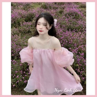 Váy 2 dây ngọc, Đầm hai dây voan tơ Organza bồng bềnh công chúa đi chơi, đi tiệc, ảnh kỷ yếu - Ngọc  Linh  Store