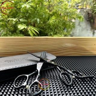 Kéo cắt tóc tỉa hóc Nhật Bản cao cấp KAISO màu đen MS08 [Mua cặp kéo tặng ví da+2 lược+chỉnh kéo]