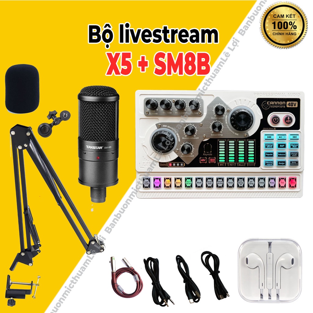 Full Combo Sound Card X5 Autotune Và Micro Thu Âm sm8b là bộ thu chuyên nghiệp, Livestream Chuyên Nghiệp, Chuẩn Phòng