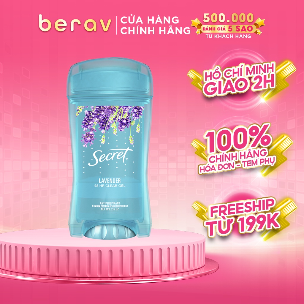 Lăn Khử Mùi Secret Dạng Gel Tươi Mát Hương Lavender Clear Gel ooh-la-la Lavender 73g