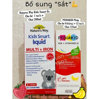 Bổ sung sắt cho bé - siro nature way kid smart liquid multi iron , pediakid fe + vitamine b