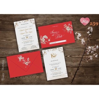 Thiệp cưới có phong bì bao gồm in nội dung