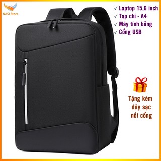 Balo laptop 15.6 inch B1069 NASI Store có cổng sạc tặng kèm dây sạc ba lô đựng laptop nam nữ mẫu mới thời trang