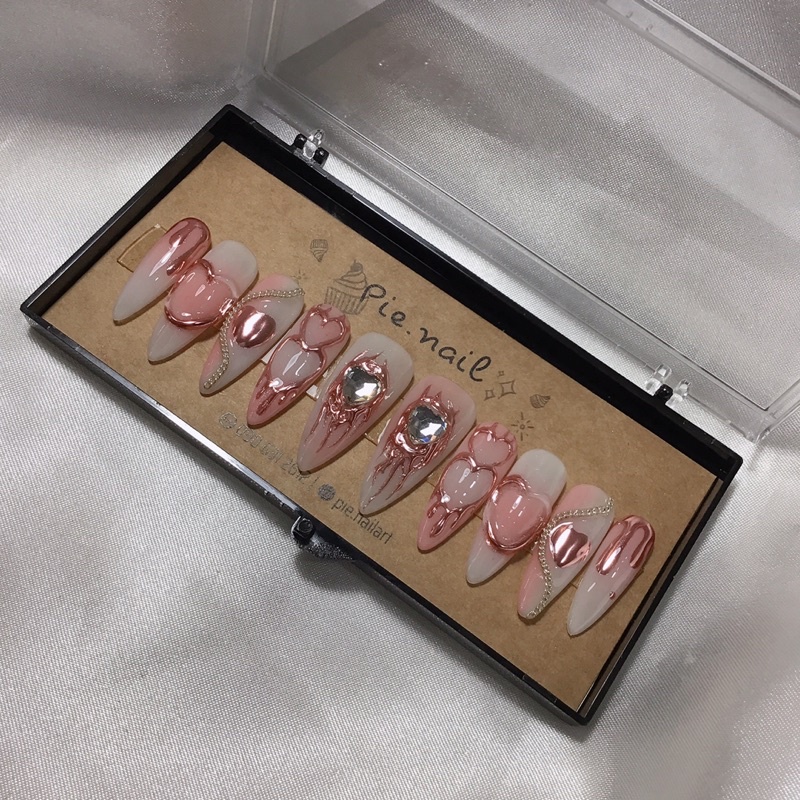 145. nailbox nền thạch ombre, tráng gương hồng