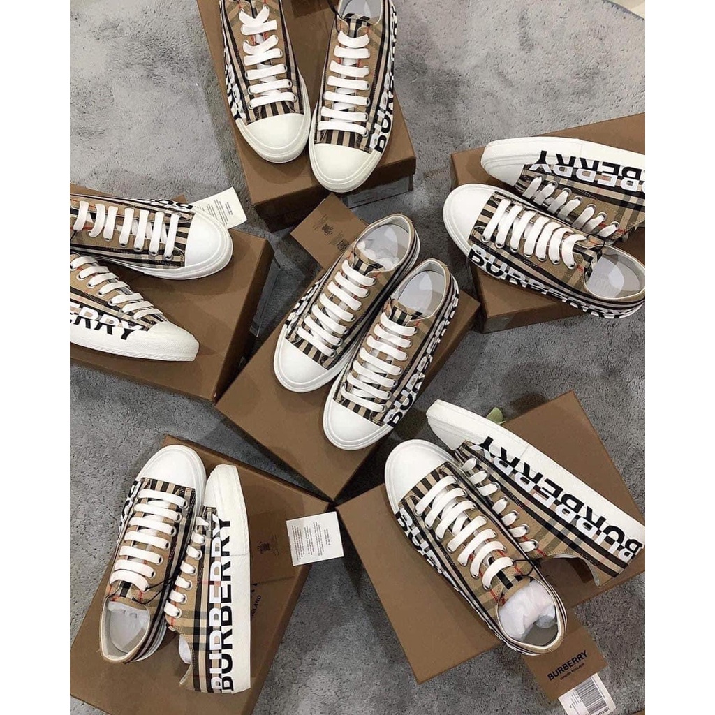 Giày thể thao nữ Bbr viền kẻ chữ đế nâu cao cấp