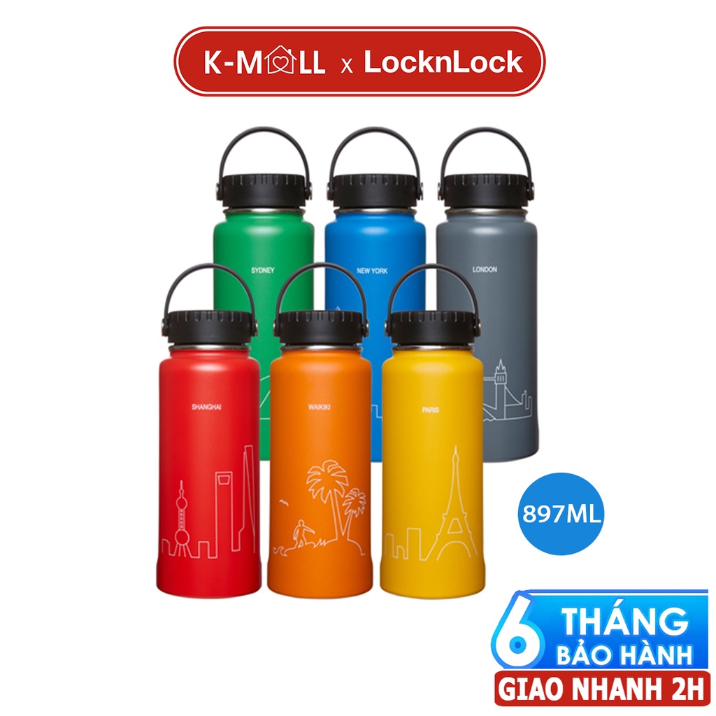 Bình giữ nhiệt LocknLock Riga Tumbler 897ml có khay lưới lọc trà inox và quai xách LHC4160 bản thế giới - K-MALL