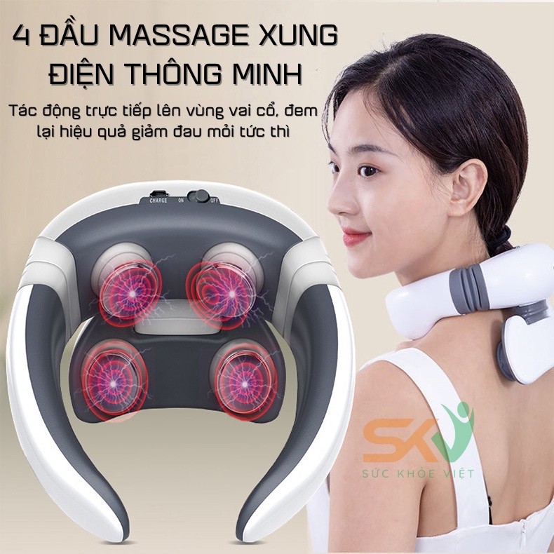 Máy Massage Vai Cổ, Xóa Tan Ngay Các Cơn Đau Mỏi Cổ Vai Gáy, Thư Giãn, Giúp Lưu Thông Tuần Hoàn Khí Huyết, Nhựa An Toàn