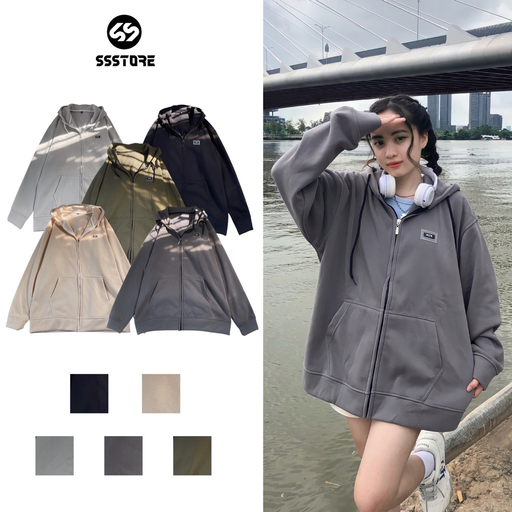 Áo khoác hoodie zip có nón vải nỉ bông tag WZS nhiều màu form rộng unisex nam nữ - SSSTore | BigBuy360 - bigbuy360.vn