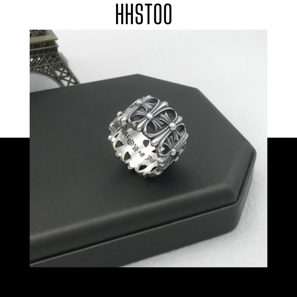 Nhẫn Chrome hearts, Nhẫn bạc unisex, nhẫn đôi, trang sức bạc cao cấp HHST00 Mã N001