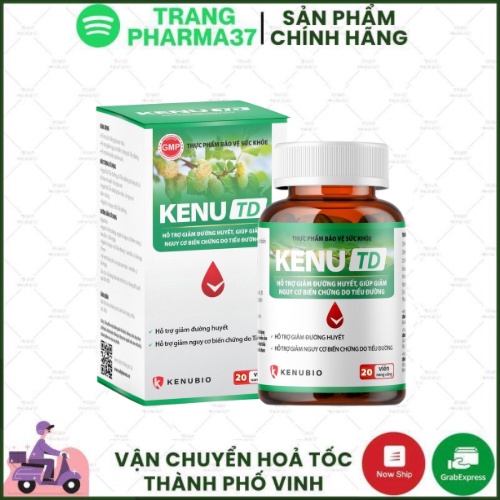 ￼Kenu TD, hỗ trợ giảm đường huyết, giúp giảm nguy cơ biến chứng do tiểu đường (hộp 20 viên)