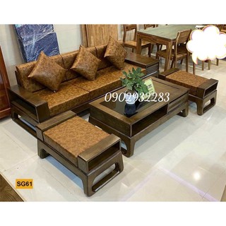 Bộ sofa 4 món gỗ sồi mẫu hiện đại, giá xưởng miễn phí giao hàng.