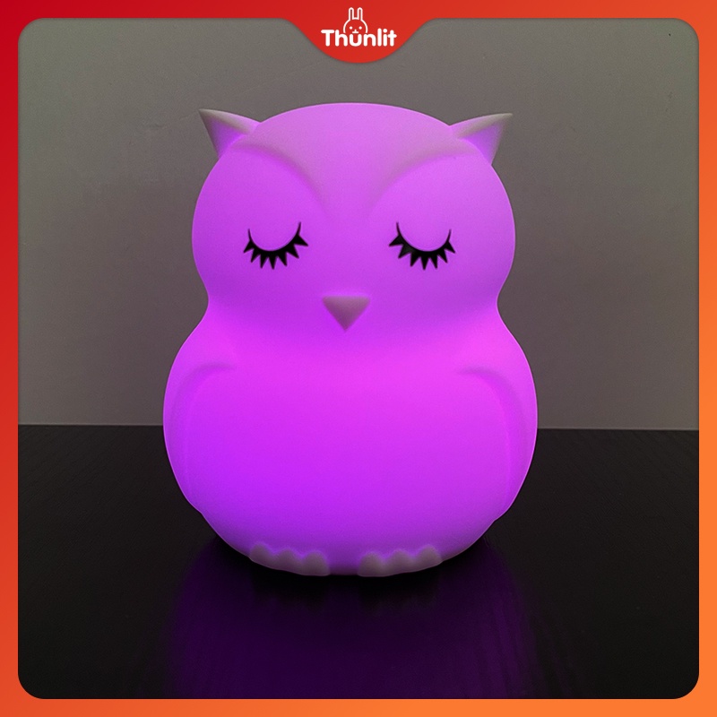 Đèn ngủ hình cú mèo Thunlit  mềm mại nhiều màu sắc sử dụng pin