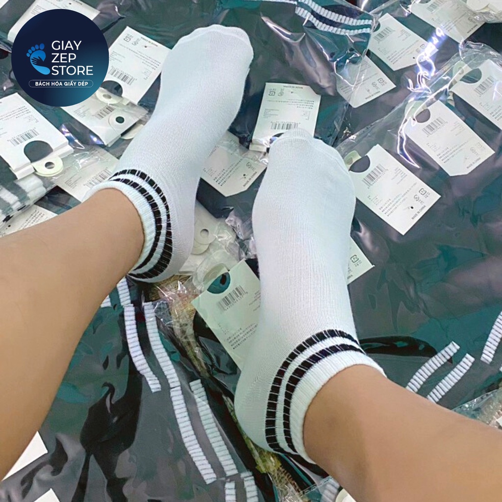 Tất Nam/Nữ Cổ Cao Kẻ Đen Trắng Trơn Kháng Khuẩn Co Giãn Tốt, Thoáng Khí, Không Hôi Chânn