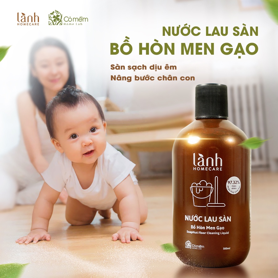 Nước lau sàn nhà Thiên nhiên Bồ hòn Men gạo 500ml LÀNH Homecare
