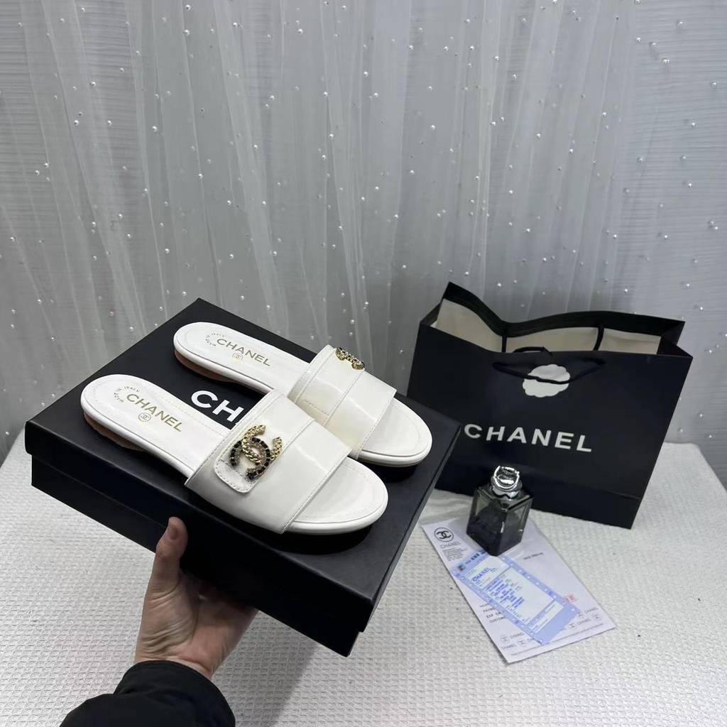 Dép Lê Quai Ngang Hàng Fullbox Màu Đen, Trắng Thời Trang Đế Chống Trơn Trượt Size 35-39