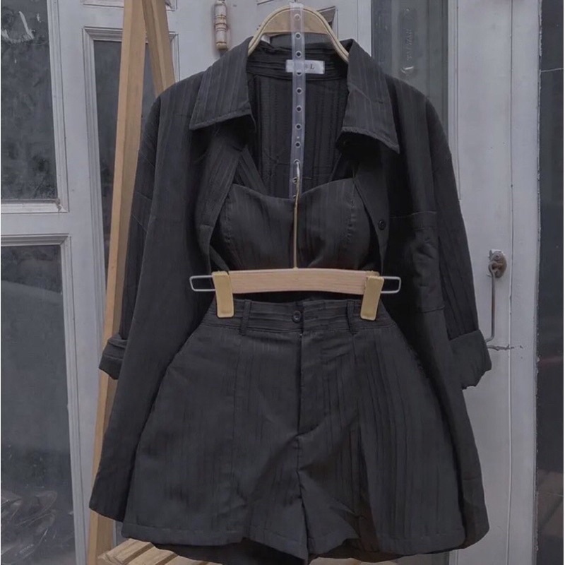 (MẪU MỚI) SIÊU SALE SÉT ĐŨI 3 MÓN THIẾT KẾ  ÁO KHOÁC TAY DÀI KÈM QUẦN SỌC CÁ TÍNH KHI ĐI CHƠI CN SHOP HHP