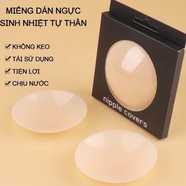 Hộp 2 Miếng Dán Ngực Sinh Nhiệt Tự Thân Silicon Siêu Mỏng Tàng Hình Không Keo HỘP ĐEN