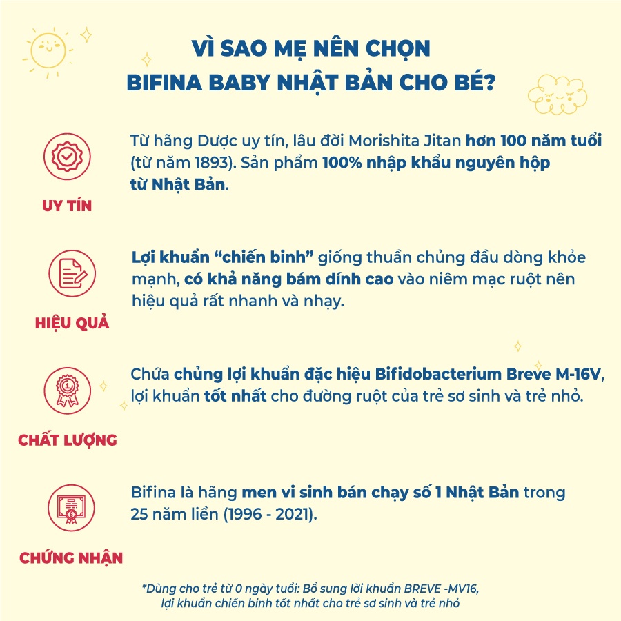 Hỗ trợ bé ăn ngon, hấp thu tốt, hết táo bón - Bifina Baby Nhật Bản - Lẻ 3, 5, 7 gói