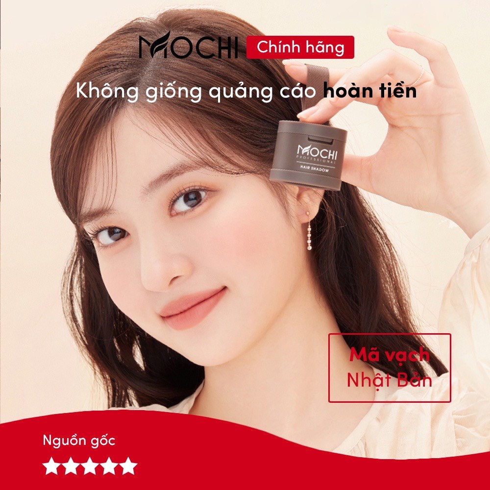 Phấn che khuyết điểm tóc MOCHI - NHẬT BẢN chính hãng , Che hói tóc , thưa tóc . 2 màu NÂU , ĐEN