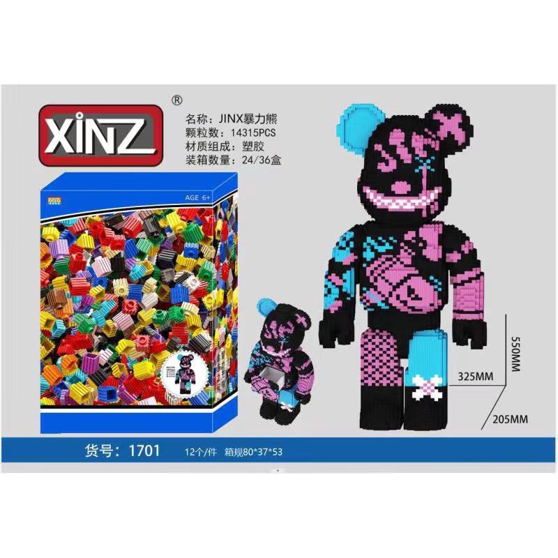 Lego Mô Hình Lắp Ráp Gấu Bearbrick Jinx 55cm - Xinz 1701 - Liokids